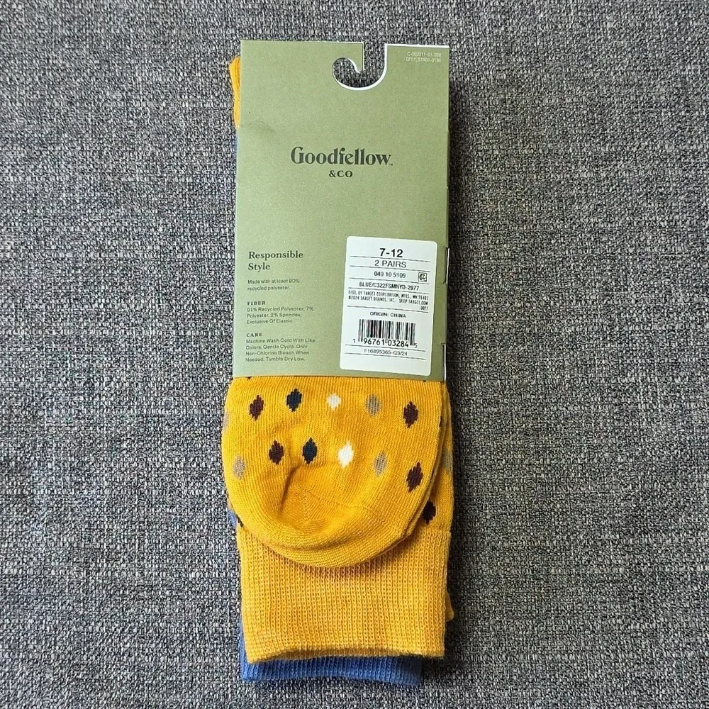 Goodfellow & Co. multicolor dress crew socks. 2 pairs size 7-12.